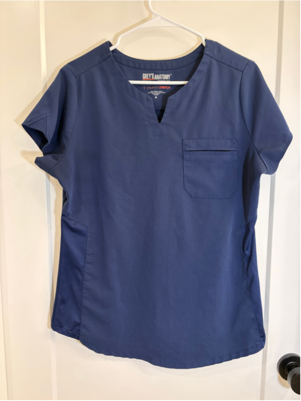 Grey’s Anatomy by Barco Spandex Stretch Navy Blue Scrub Top Medium M EUC